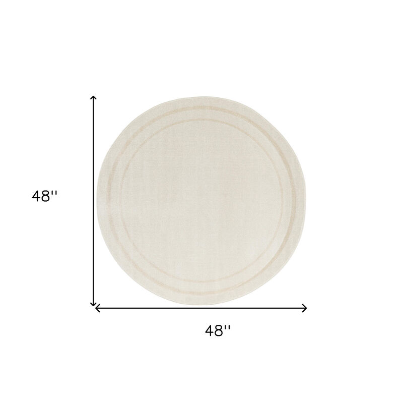 HomeRoots 4' Ivory And Gold Round Indoor Outdoor Area Rug image number 4