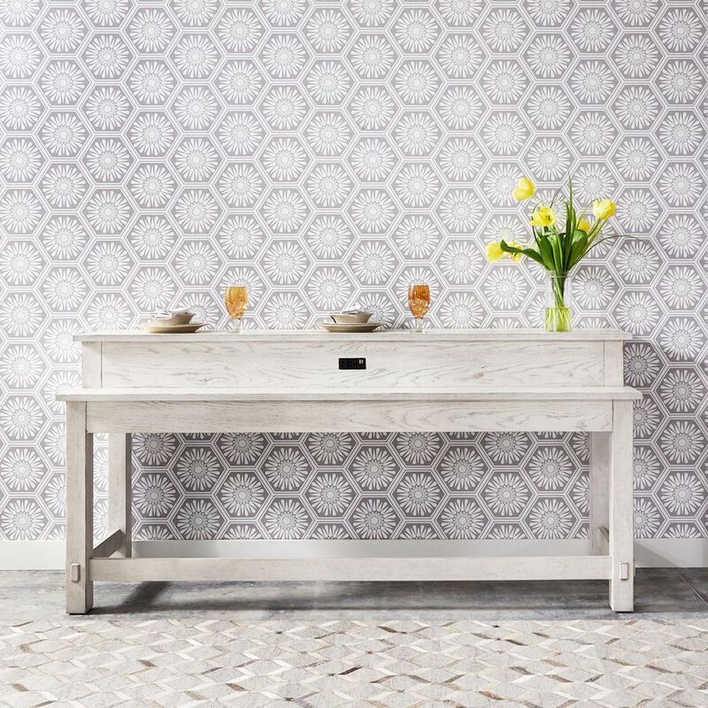 Liberty Furniture Modern Farmhouse Console Bar Table in Flea Market White w/ Heavy Distressing image number 3