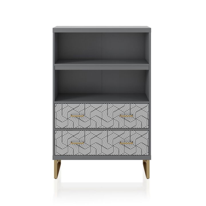 CosmoLiving by Cosmopolitan Scarlett Bookcase with Drawers, Graphite Gray