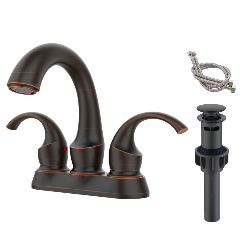 Elegant 2-Handle Centerset Bathroom Faucet with Swan Spout and Water Hoses