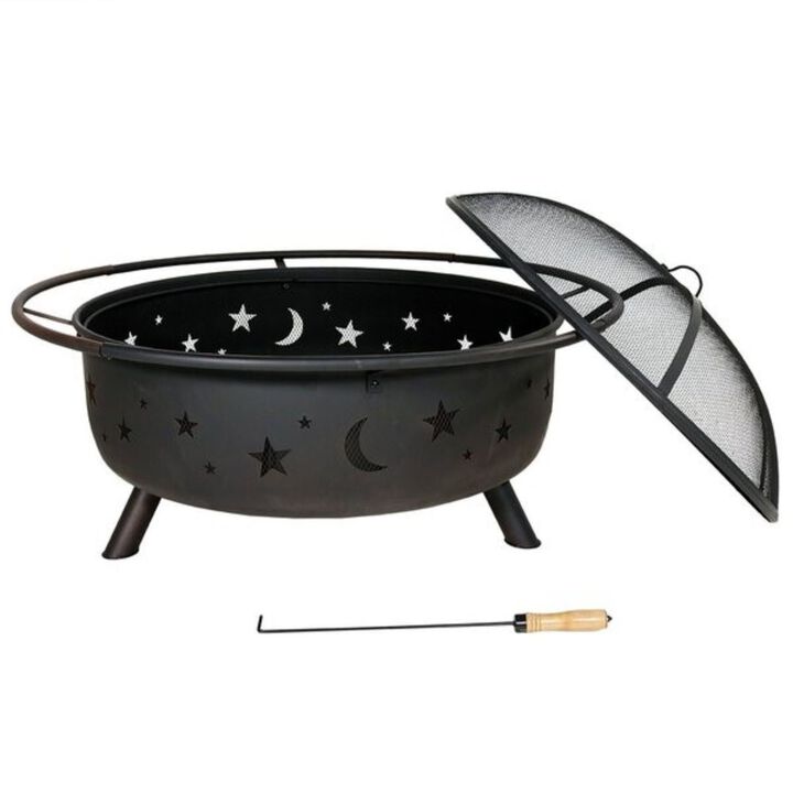 QuikFurn Steel Wood Burning Fire Pit with Spark Screen