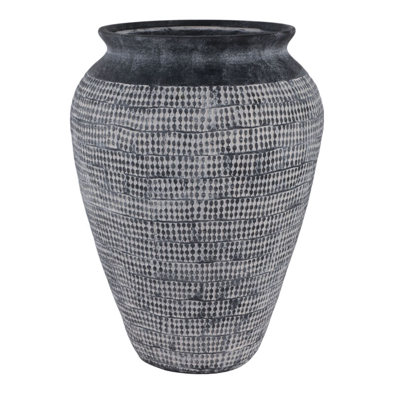 16x12" Textured Stoneware Vase, Black image number 0