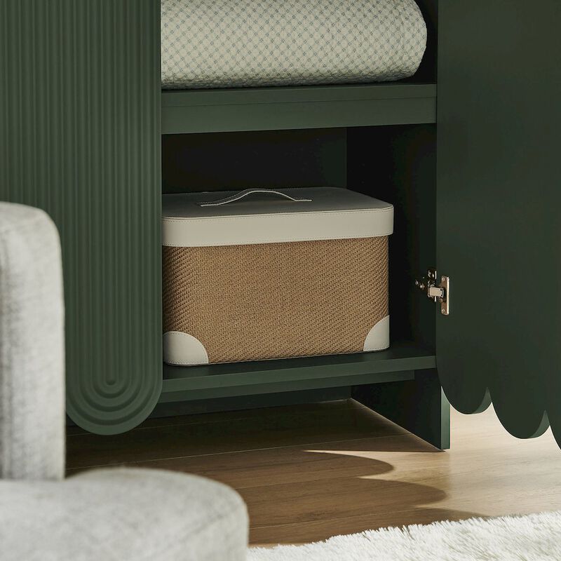 Dahlia 78 Inch Fluted and Scalloped Arched Storage Cabinet image number 9