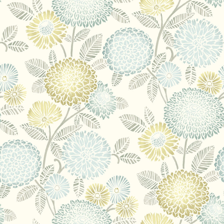 Zalipie Lime Floral Trail Wallpaper (Set of 2)