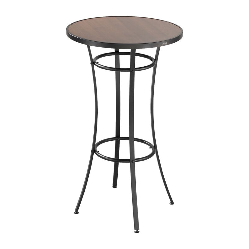 Round Counter Height Bistro Table with Metal Frame Outdoor Pub Dining Table-Black image number 0