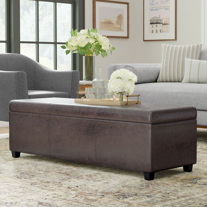 Simpli Home Avalon Extra Large Storage Ottoman Bench