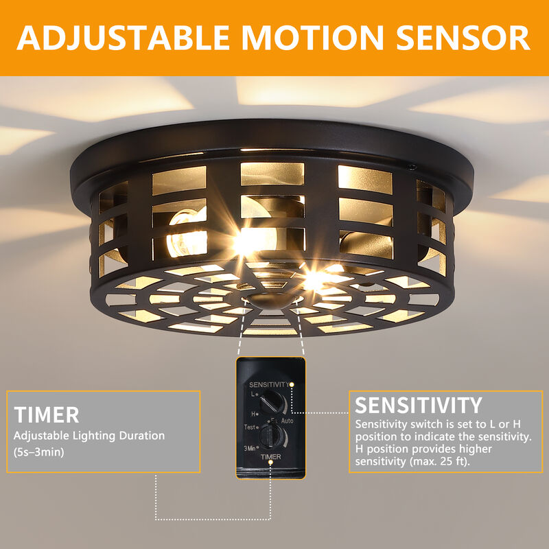 10.94" Modern 2-Light Motion Sensor Outdoor Flush Mount Light image number 3