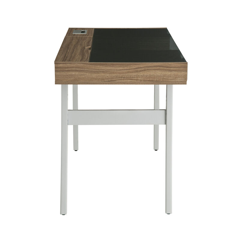 Compact Computer Desk with Multiple Storage, Walnut