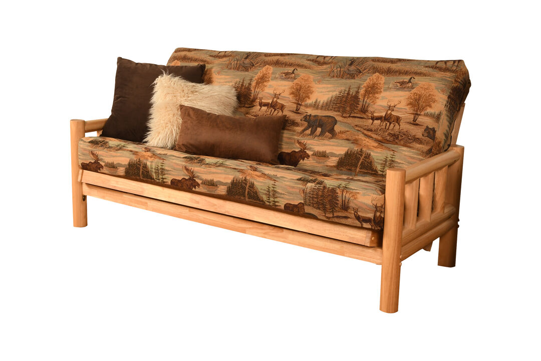 Lodge Futon in Natural Finish with Canadian Print Mattress