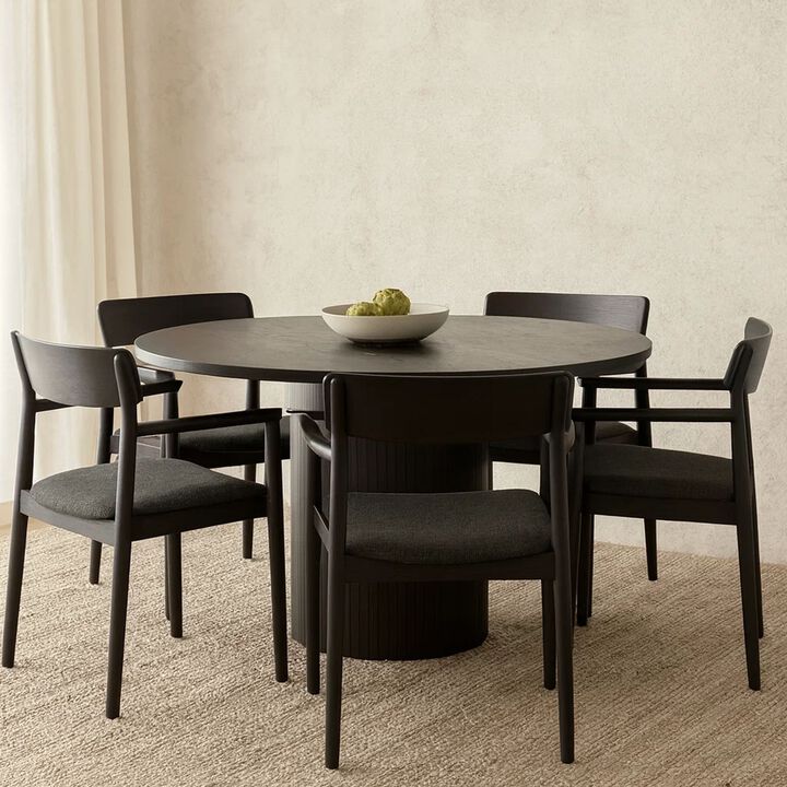 Cid Kimi Extendable Dining Table, Brown Veneer, Round 51-71 Inch Top
