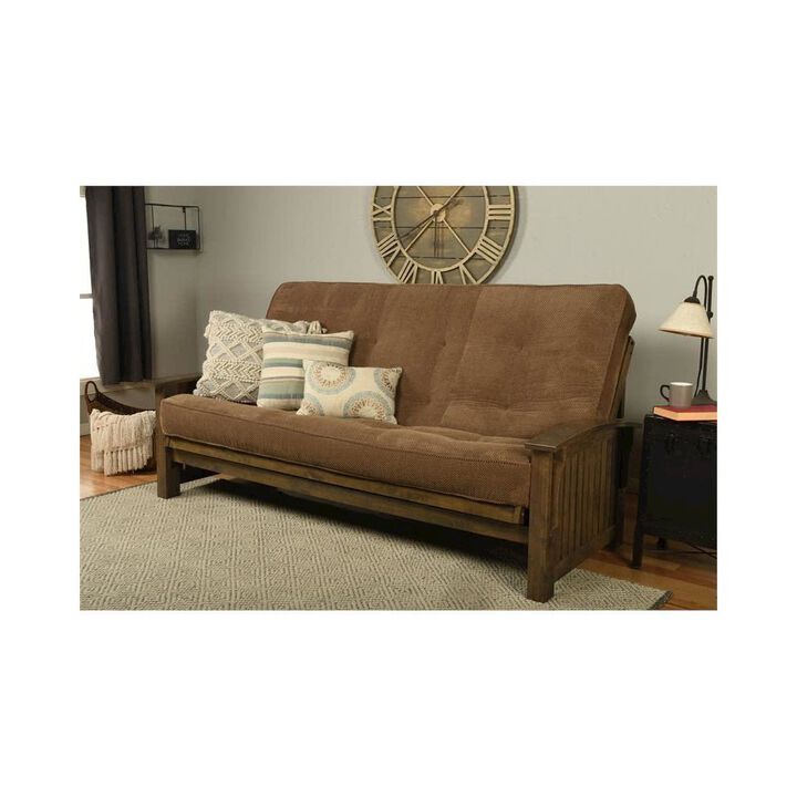 Washington Queen Frame-Rustic Walnut Finish-Marmont Mocha Mattress