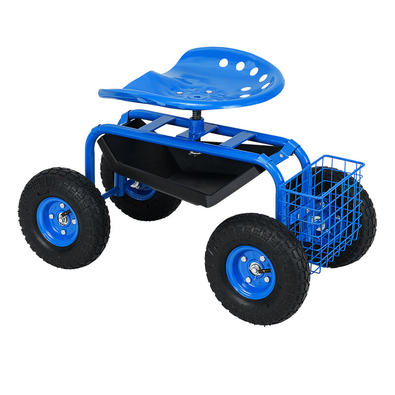 Garden Utility Cart with Sturdy Tool Tray and All-Terrain Wheels