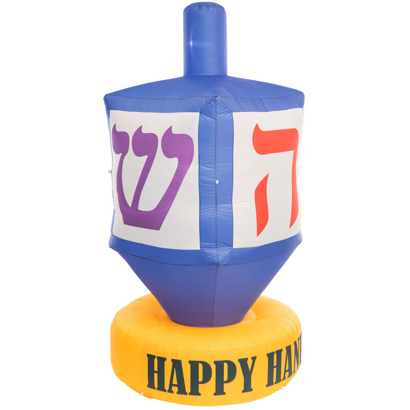 Giant Hanukkah Inflatable Dreidel - Yard Decor with Built-in Bulbs, Tie-Down Points, and Powerful Built in Fan