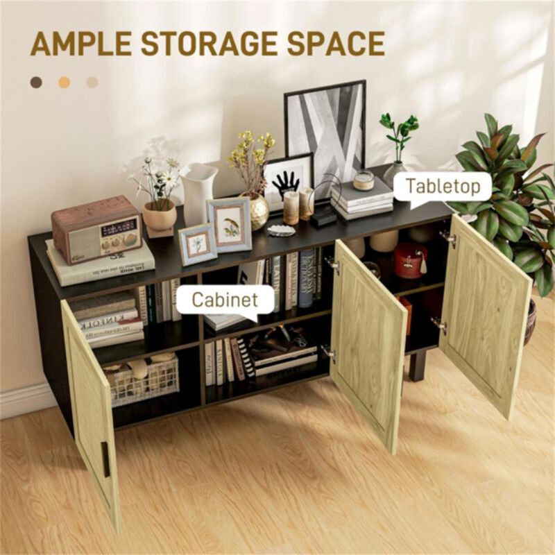 Modern Kitchen Storage Cabinet with Shelves & Doors for Pantry & Dining Organization