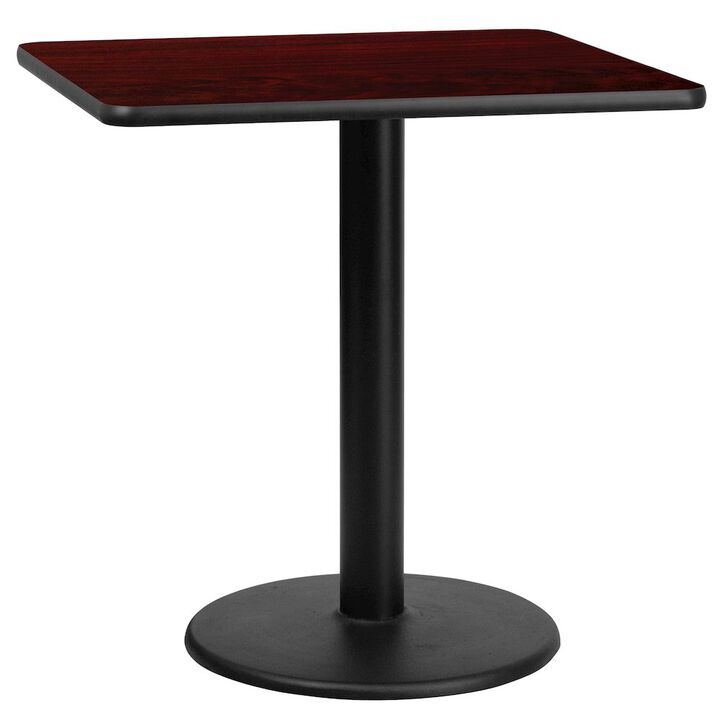 Flash Furniture 30'' Square Mahogany Laminate Table Top with 18'' Round Table Height Base