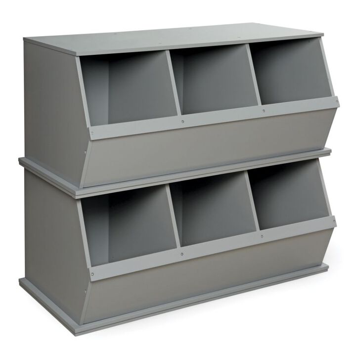 Badger Basket Co. Three Bin Stackable Storage Cubby - Gray