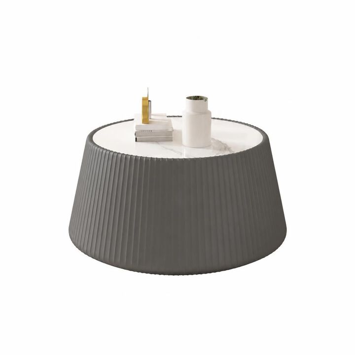 GOODSILO Round Cup Shape Sintered Stone Top Modern Coffee Table for Living Room, Bedroom and Office as Side or Bedside Accent
