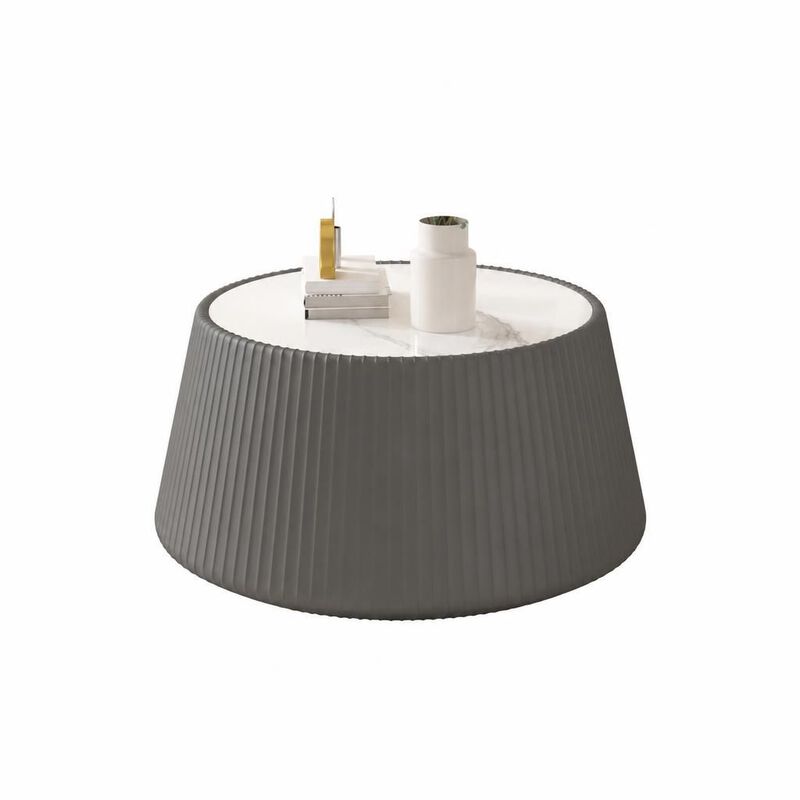 GOODSILO Round Cup Shape Sintered Stone Top Modern Coffee Table for Living Room, Bedroom and Office as Side or Bedside Accent image number 0