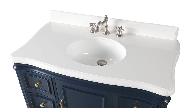 42 Inch Benton Collection Sesto Navy Blue Bathroom Vanity White Quartz Top image number 3