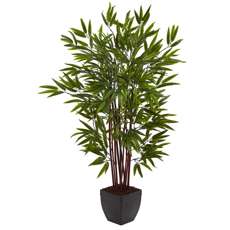Hivvago 4 Feet Bamboo Silk Tree w/Planter