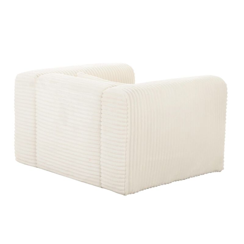 Casafoyer Tarra Fluffy Oversized Cream Corduroy Armchair image number 3