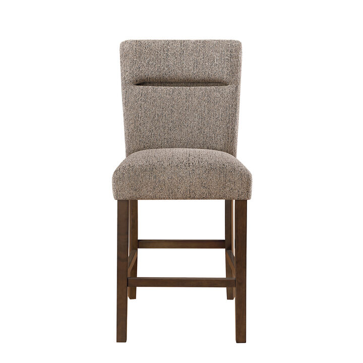 Brown Upholstered Bar Stools Set of 2