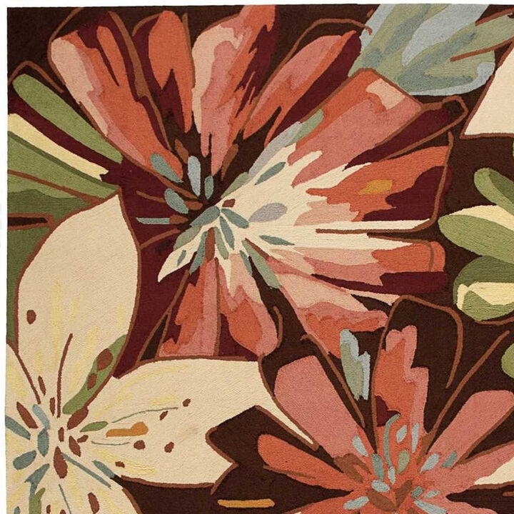 HomeRoots Botanical Leaves Hand Carved Handmade Area Rug