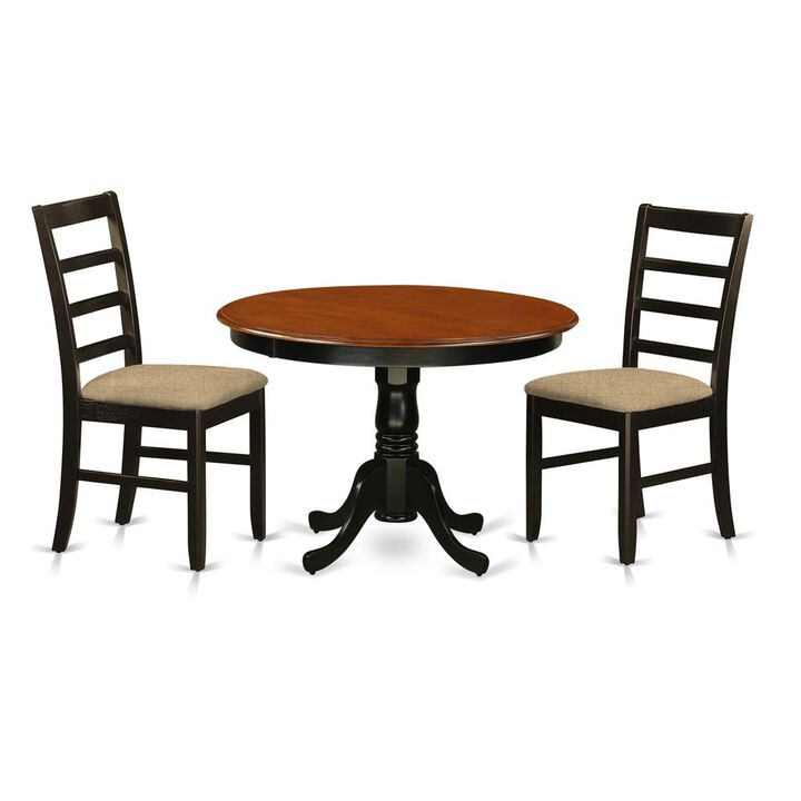 3 Pc set with a Dining Table and 2 Dinette Chairs in Black and Cherry
