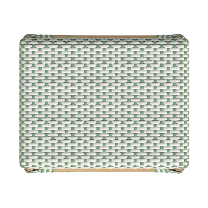 Butler Specialty Robias Rectangular Rattan 24.5 Counter Stool, White and Green Dot