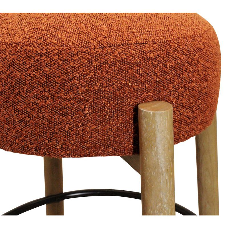 Natalia Counter Stool in Rust Boucle Fabric 2-Piece Set