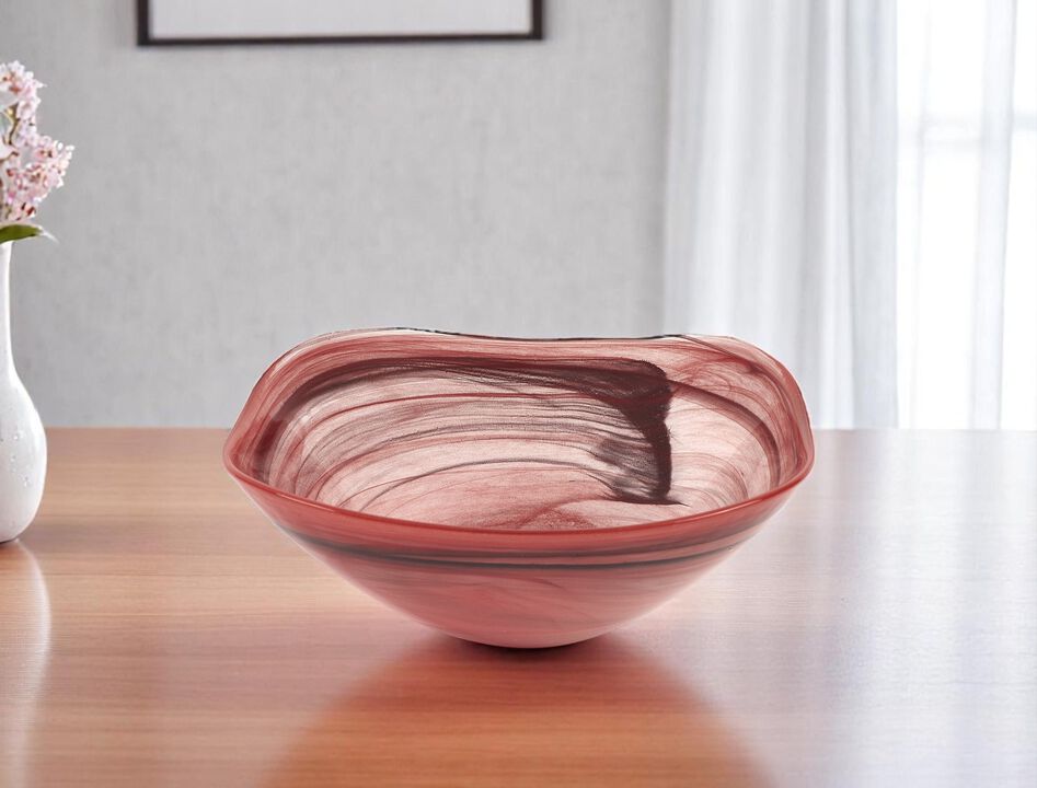 HomeRoots 10" Alabaster Glass Square Salad Bowl