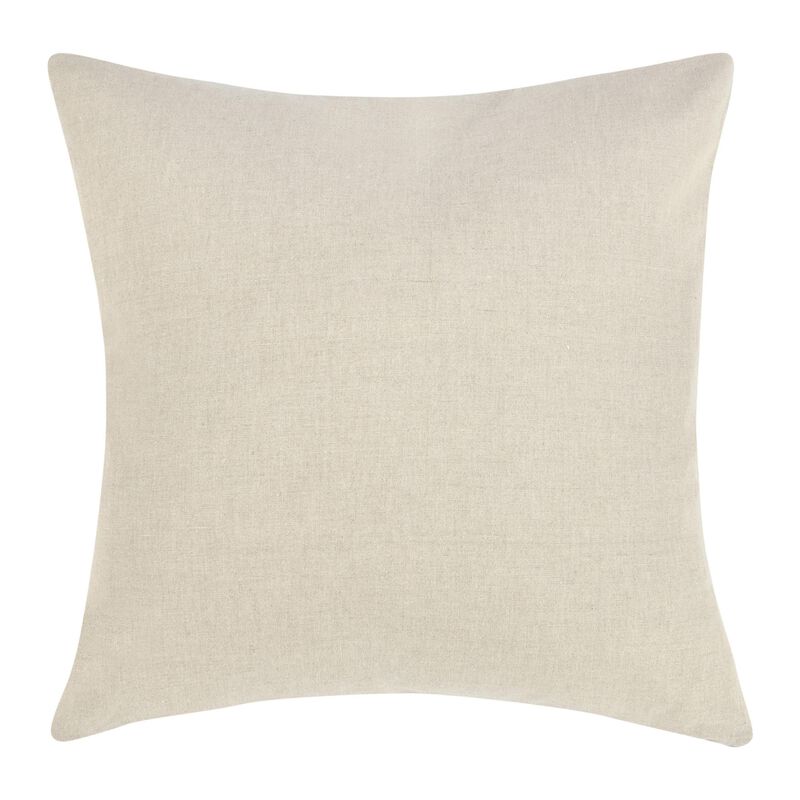 Rijo Throw Pillow, Square 22 Inch Hand Embroidery, Denim Blue Linen - Benzara