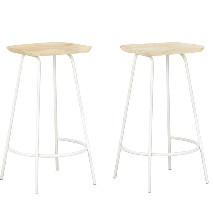 vidaXL Bar Stools 2 pcs Solid Mango Wood
