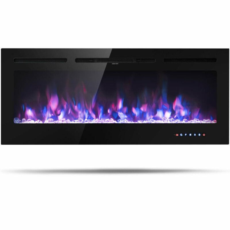 Hivvago 50 Inch Recessed Electric Insert Wall Mounted Fireplace with Adjustable Brightness