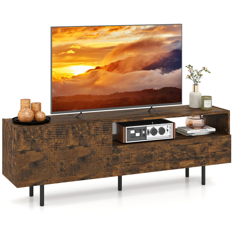 Modern Entertainment Center TV Stand with Storage Cabinet and Metal Legs image number 3