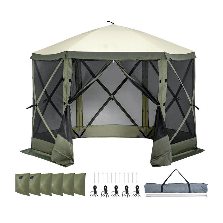 Pop Up Gazebo Tent, 6-Sided Screen Canopy with Mesh Windows & Privacy Panels
