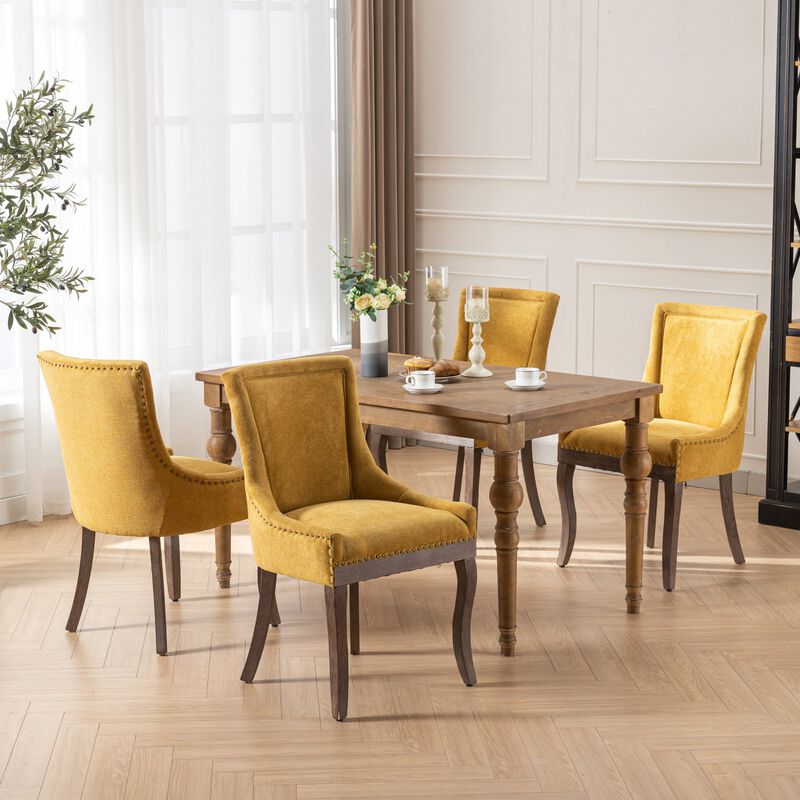 Whisen 2-Piece 22.8inch Upholstered Dining Chairs, Thickened Fabric Solid Wood Legs Bronze Nailhead for Kitchen Dining Room image number 3