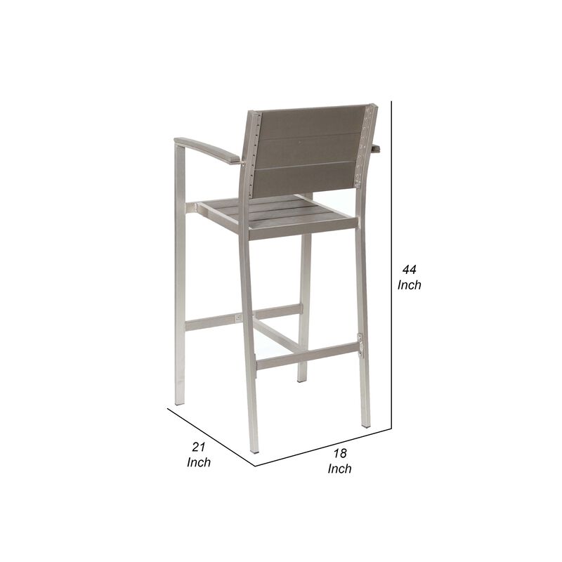 Kylo 18 Inch 4 Piece Outdoor Armchair, Polyresin Backs and Seats, Aluminum-Benzara