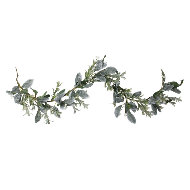 5' Iced Leaves and Winter Berries Artificial Christmas Garland - Unlit