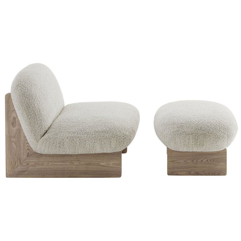 Loyal Boucle Fabric Accent Chair and Ottoman Set image number 4