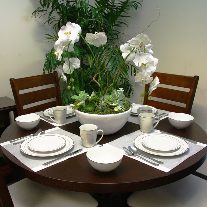 Gibson Home Palladine 16 Piece Dinnerware Double Gold Banded Set