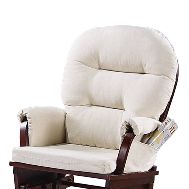 Noni Manual Glider Chair with Ottoman, Dark Brown, Beige