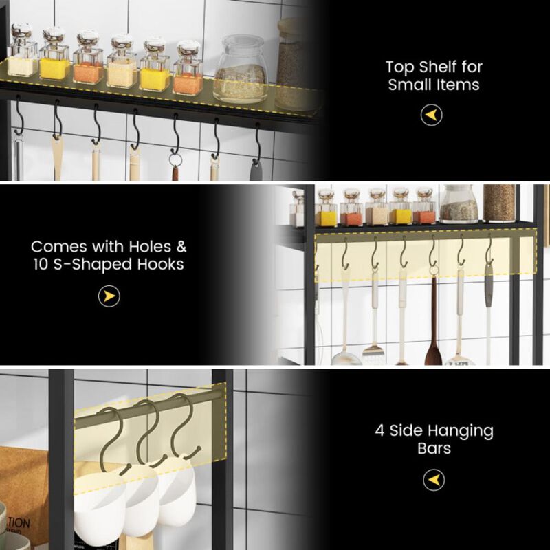 Hivvago 5-Tier Bakers Rack with Power Outlets and 10 S-Shaped Hooks