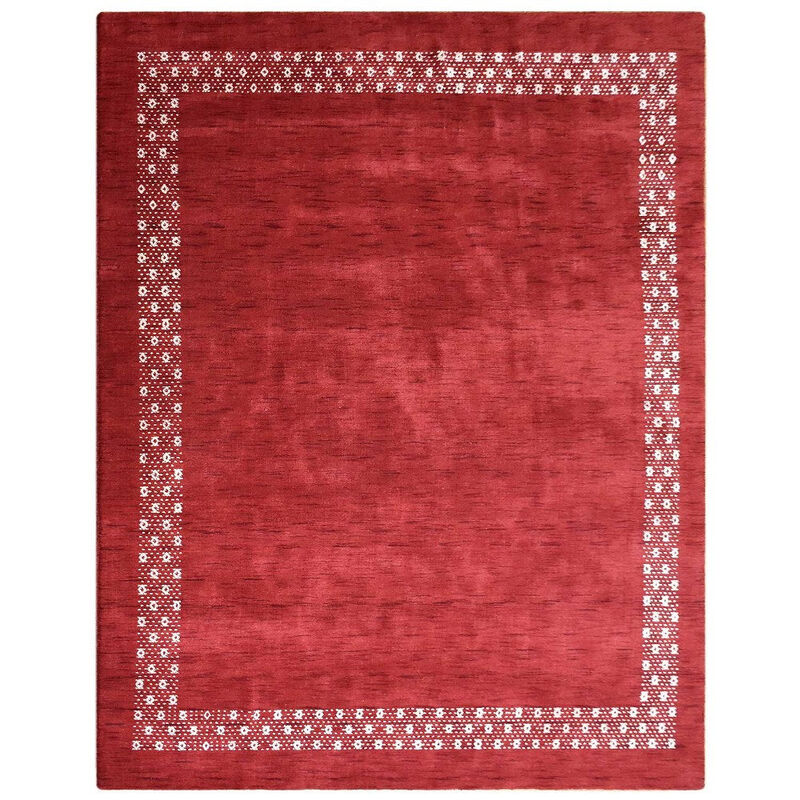 RUGSOTIC CARPETS HAND KNOTTED LOOM WOOL ECO-FRIENDLY AREA RUGS  - 10'x13', Rectangle, Red Color, Contemporary Modern Design, High Pile Thick Handmade Anti Skid Rugs for Living Room (L00529)