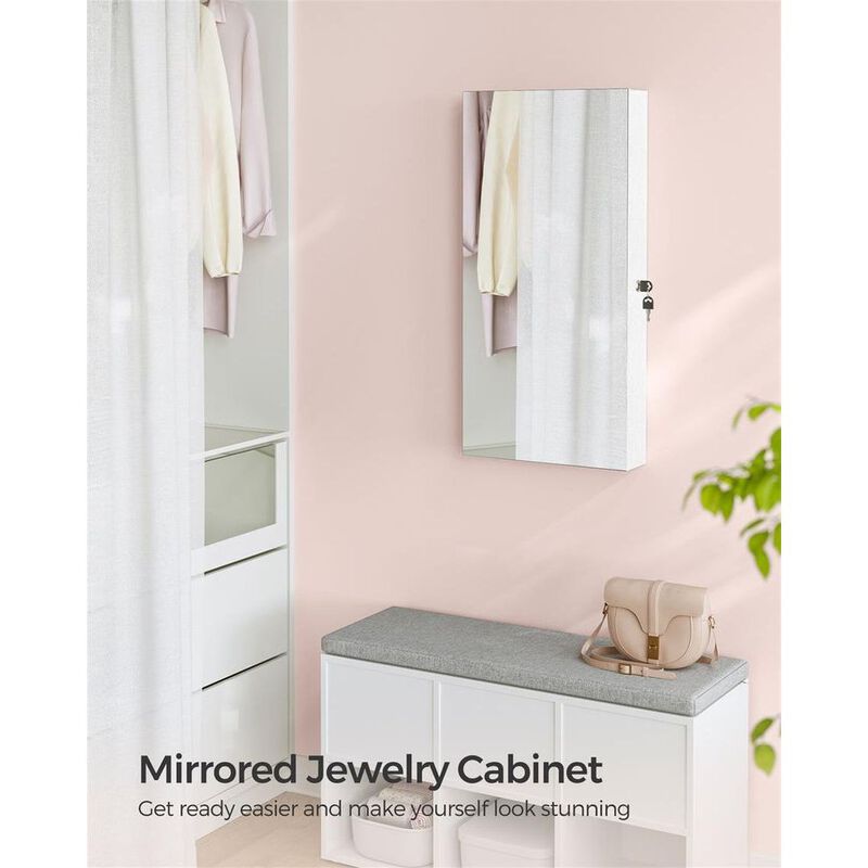 Door Mounted Jewelry Armoire with Full-Length Mirror and Organized Storage image number 4