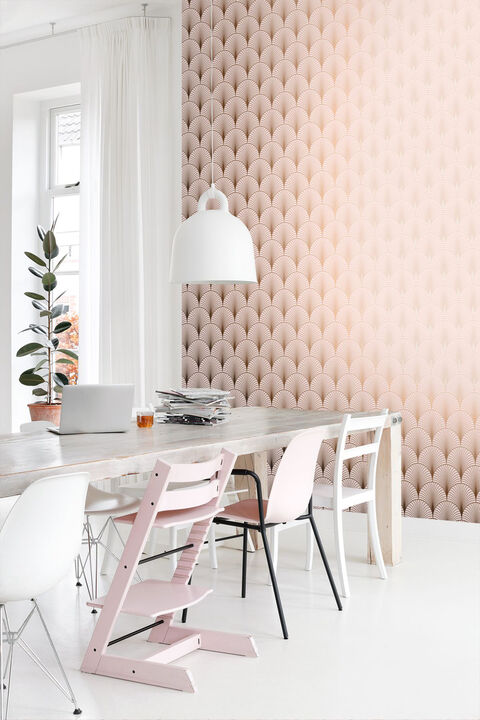 Lempicka Pink Art Deco Motif Wallpaper
