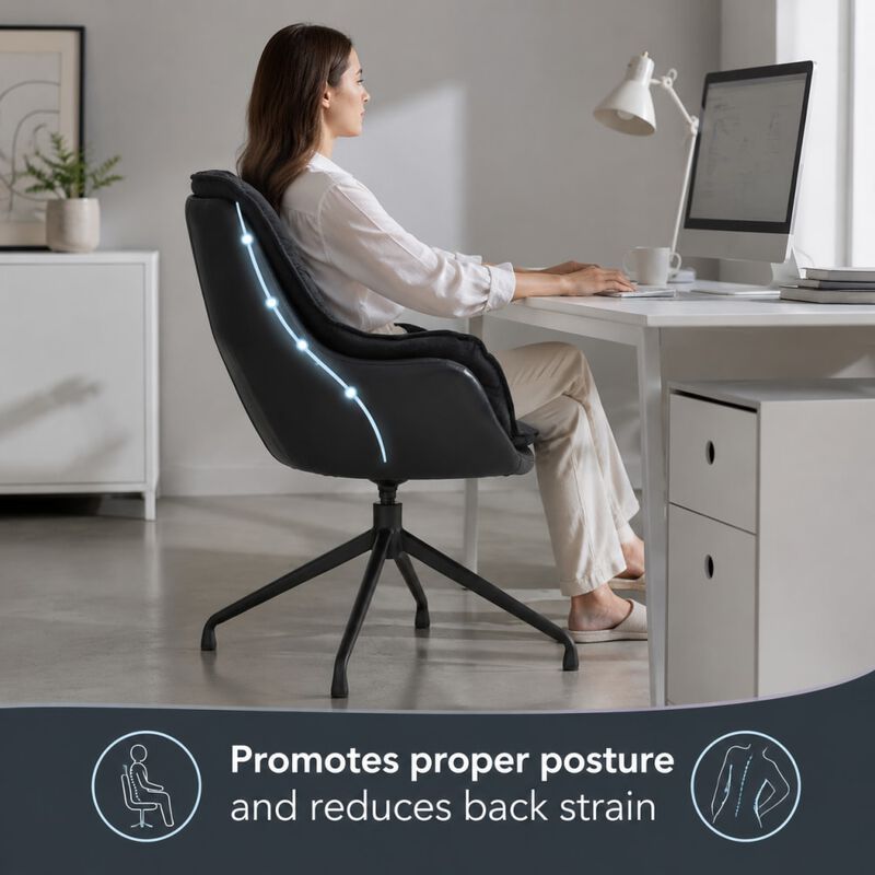 GOODSILO Ergonomic High Back Faux Leather Office Chair with Adjustable Height, 360&deg; Swivel and Soft Padding for All-Day Comfort image number 4