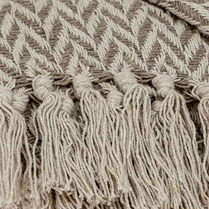 HomeRoots Multi Beige Herringbone Woven Handloom Throw image number 3