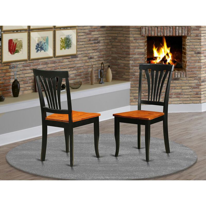 East West Furniture Avon  Chair  for  dining  room  Wood  Seat-Black  and  Cherry  Finish,  Set  of  2