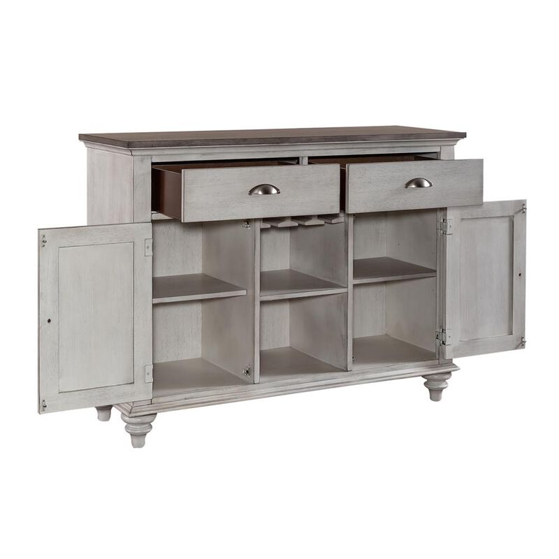 Liberty Furniture Ocean Isle Buffet in Antique White w/ Weathered Pine image number 7